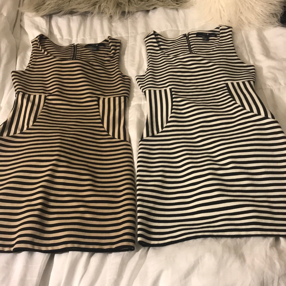 Stretchy dress brown/white AND black/white